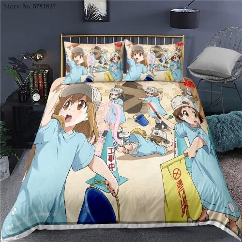 2/3 Pieces Japan Anime Bedding Set Working Cell Duvet Cover Home Custom Cartoon Bed Quilt Cover Single Queen King Bed Cover Set
