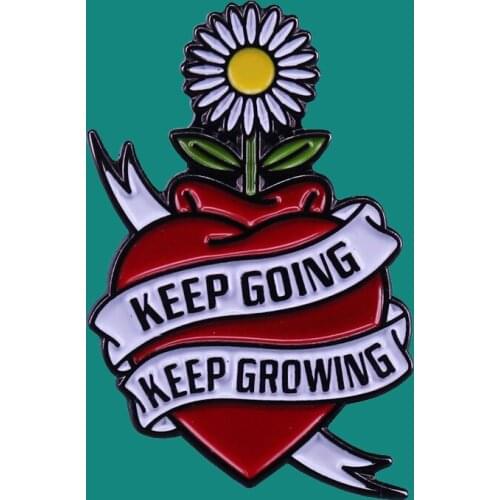 Keep Going Keep Growing Enamel Pins Brooch Collecting Flowers Lapel Badges Men Women Fashion Jewelry Gifts Adorn Backpack Collar
