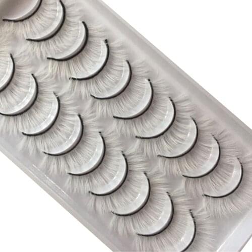 NEW 10 Pair High Quality Cosplay Makeup Long Cross Stripe False Eyelashes New Fashion White Fake Eyelashes Hot Sale