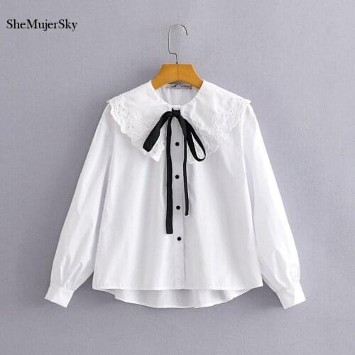 Черно-белые блузки SHEMUJERSKY China At AliExpress