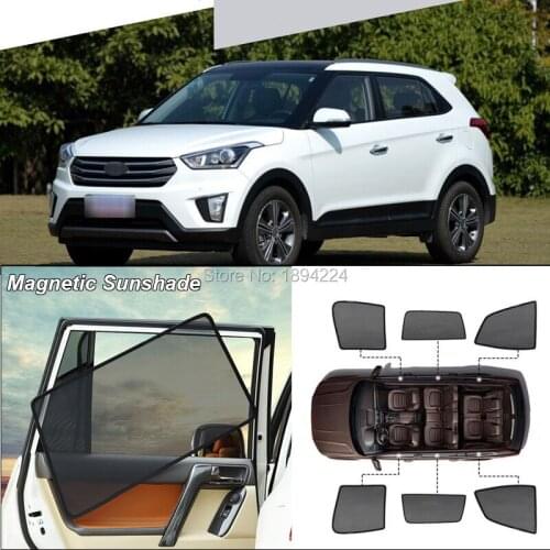 Car Full Side Windows Magnetic Sun Shade UV Protection Ray Blocking Mesh Visor For Hyundai IX25 2014