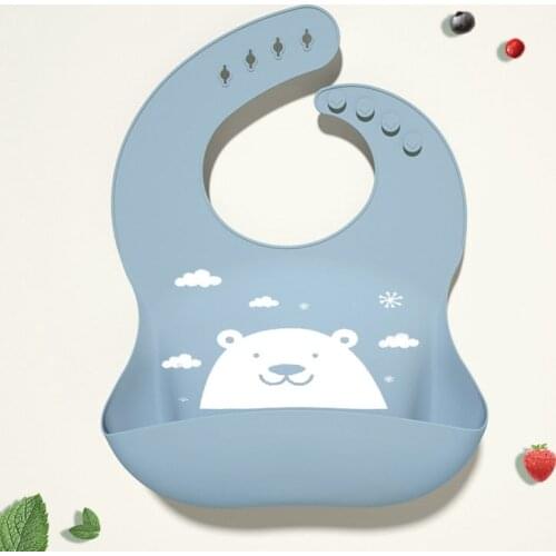 Cute Bear Pattern Baby Silicone Bib Waterproof Adjustable Saliva Dripping Bibs Soft Edible Silicone Saliva Towel Drooling