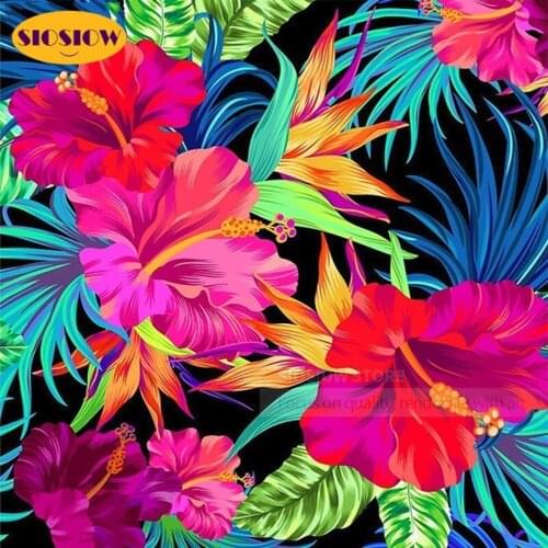 SIOSIOW DIY 5D Diamand Mosaic Embroidery Flowers Daimond Painting Colorful Flower Full Square Round Drill Home Decor Living Room