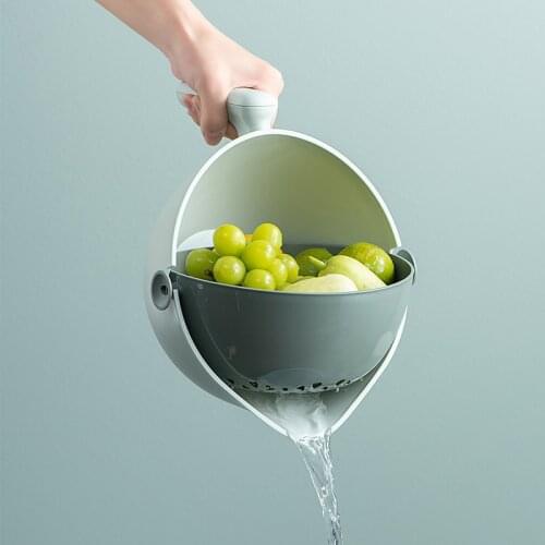 Drain Basket Double Layer Bowl Rice Washing Colander Baskets Kitchen Strainer Vegetables Fruit Double Drain Storage Basket