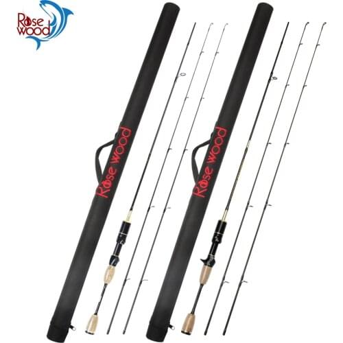 Rosewood UL Fishing Rod With Case Double Tips Utra Light Carbon Soft Lure Spinning Casting Rods 1.8m Cork Handle Hard PVC Tube