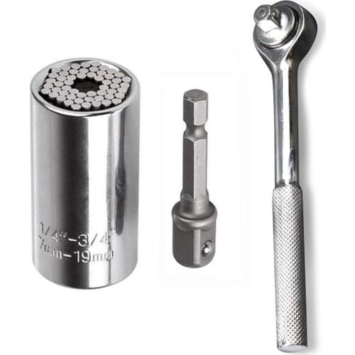 3/8" 7-19mm Universal Socket Wrench Torque Sleeve Set Socket Sleeve Ratchet Spanner Power Drill Grip Bushing Hand Tools Kit