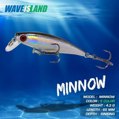 WAVEISLAND 2021 Bait Minnow 4.3g 6.5CM Floating Top Water Mino Fishing Saltwater Lure Hard Bionic Artificial Baits Sea Bass Fish