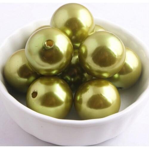 Kwoi vita A35 Olive Green Hot Sale 20mm acrylic 100pcs a lot , Loose Imitation Plastic Pearl for Chunky Beads Jewelry