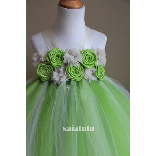 Green Girls Dress New Year Princess Children Wedding Dress Gown Kids Dresses Birthday Tutu Party Dress Christmas Vestido