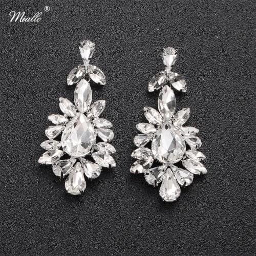 Miallo Newest Fashion Silver Color Water Drop Long Dangle Earrings Austrian Crystal Wedding Jewelry Women Drop Earrings