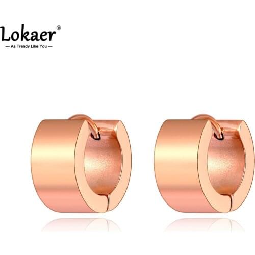 Lokaer Trendy Bohemia 316L Stainless Steel Party Hoop Earrings Jewelry For Women Girls Серьги Кольца Boucle D'oreille E21020