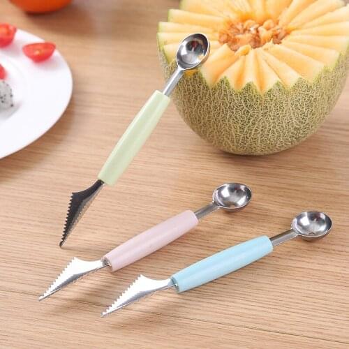Double-Headed Stainless Steel Ice Cream Dig Ball Scoop Assorted Cold Dishes Fruit Platter Tool Melon fruit Carving knife Gadge