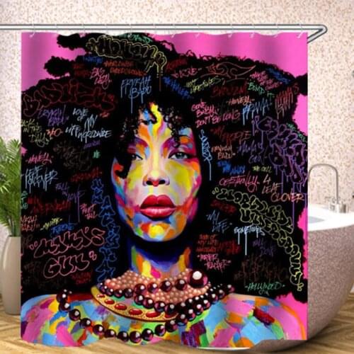 1 Pcs African Girl Shower Curtain Eco-friendly Waterproof Bathroom Bath Shower Curtain Bathroom Products Bathroom Curtains