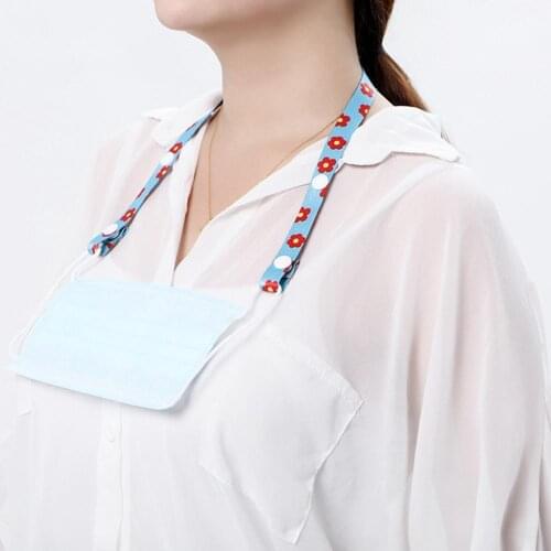 2Pcs Floral Print Adjustable Face Cover Extension Cords Earache Reliever Elastic Band Hanging Neck Lanyard Anti-lost Ear Strap