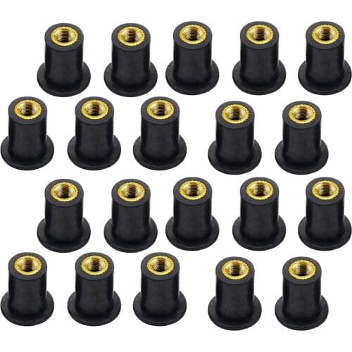 20Pcs Universal Motorcycle Kayak M5 Metric Rubber Wellnut Windscreen Windshield Fairing Cowl Well Nut Bolts Screw Blind Fastener
