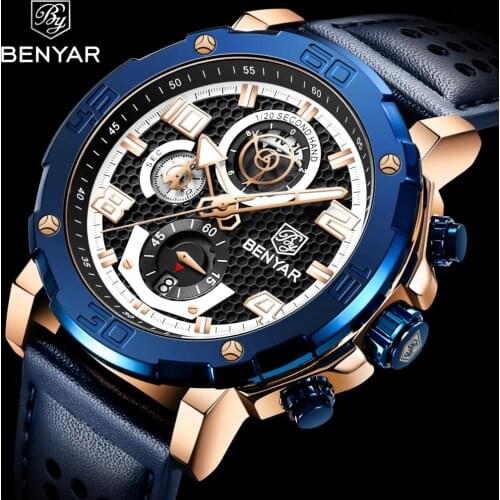 2021 New Benyar Top Brand Watch Mens Luxury Quartz Watch Fashion Sports Multifunctional Timing Code Watch 30m Waterproof Clock