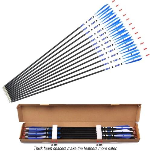 31 inch Spine 500 Carbon Arrows with Real Turkey Feather For Hunting Archery For Compound and Recurve Bow