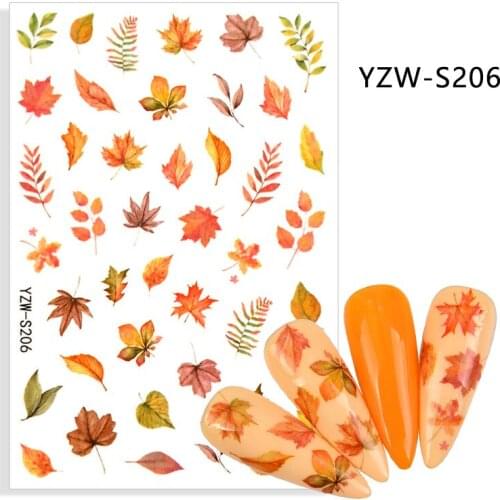 3D Nail Sticker Maple Leaf Autumn Slider Nails Art Decoration Wraps Decals Design Adhesive Manicure Tips Stickers Pegatina