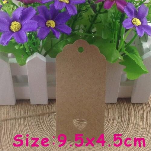 50pcs/lot Wholesale Scallop Kraft Blank Hang tag, 4.5x9cm Retro Gift tag, Table Number cards, High Quality Kraft Tag