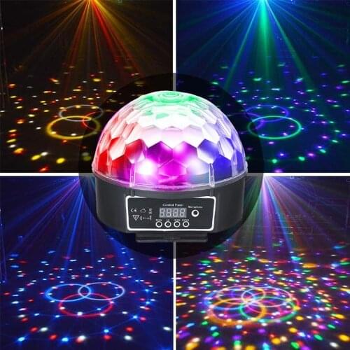 9 Colors LED Disco Ball DMX Crystal Magic Ball Stage Lighting Effect Party Christmas Sound Decor Activated Light With Remote