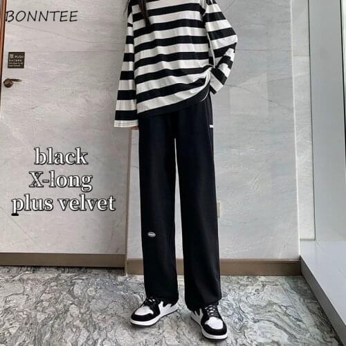 Pants Women Plus Velvet Fashion Winter Warm Pure All-match High Waist Korean Style Drawstring Comfortable Loose Female Trousers
