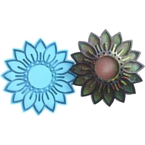 Flower Shape Candlestick Epoxy Resin Mold Coaster Cup Mat Casting Silicone Mould DIY Crafts Ornaments Decorations Making Tools