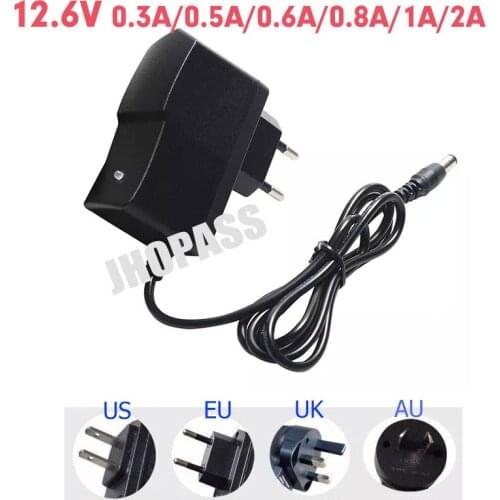 DC 12.6V 0.3A 0.5A 0.6A 0.8A 1A 2A Power Adapter Power Supply Durable 100-240V 2S Lithium Battery Charger DC 5.5*2.5MM(2.1MM)