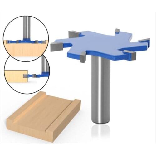 Woodworking milling cutter 6-edge T-shaped cutter Redwood six tooth large T-shaped cutter with shank slotted cutter with extende