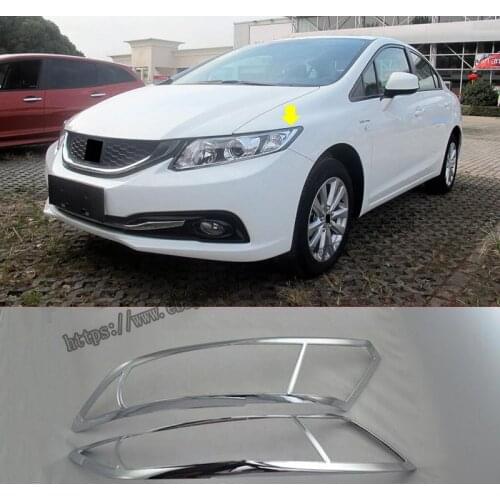 For Honda Civic 9th 2012 2013 2014 2015 2pcs ABS Chrome Front Headlight Head Light Lamp Cover Trim