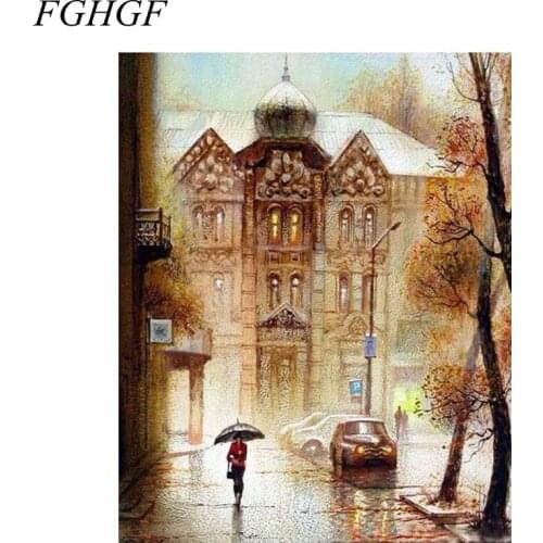 FGHGF No Frame Romantic City Night DIY Painting By Numbers Abstract Picture Modern Wall Art Canvas Painting