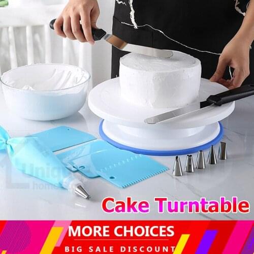 360° Rotating 10 Inch Turntable Baking Mold Decorating Cake Pan White Non-Slip Pan Cake Turntable Household Kitchen