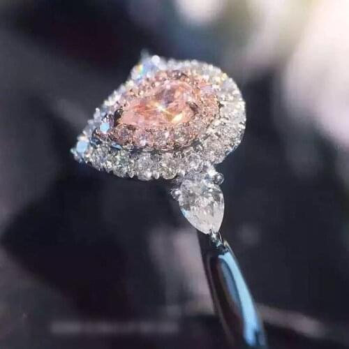 Sterling silver ring 0.8ct Classic Water Droplet Artificial Diamond Wedding Party Anniversary jewelry