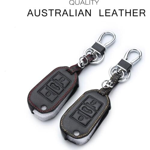 Leather Key Case For Car 3 Buttons For Peugeot 508 Car Key Cover With Keychain Key Portect