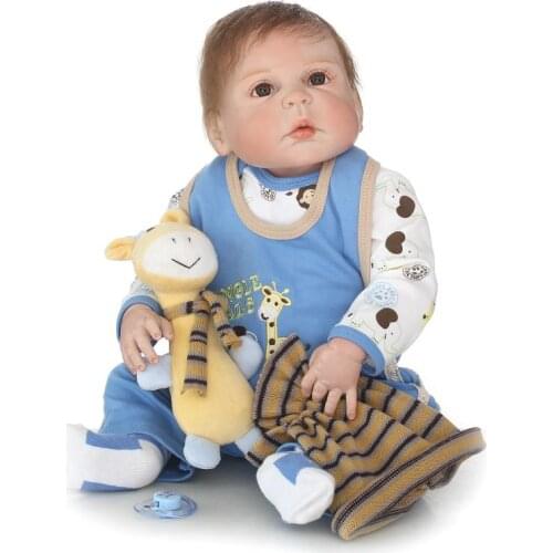 23" 57cm NPKDOLL Full Body Silicone Reborn Baby Boy Doll Bebe all Vinyl Dolls cameron awake Reborn Children Bath Doll Toys Gifts
