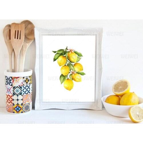 Lemon Canvas Oil Painting Prints Kitchen Wall Art Decor Lemon on the Branch Fruit Pictures Home Room Wall Decoration Poster