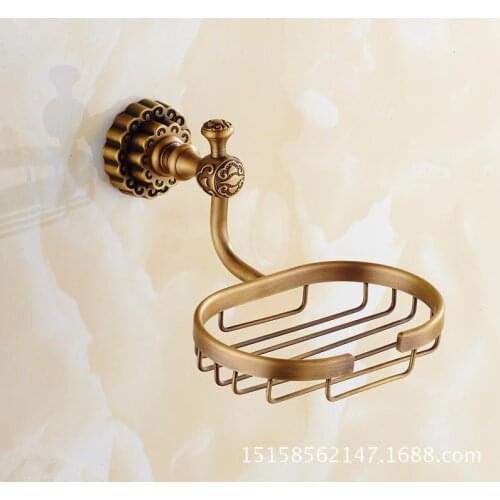 Bathroom with copper soap net antique brushed soap net soap box rack European carved vintage soap net