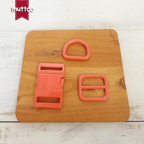 Metal buckle+adjust buckle+D ring) High quality DIY dog collar red orange 25mm diy metal buckle zinc alloy adjust buckle set