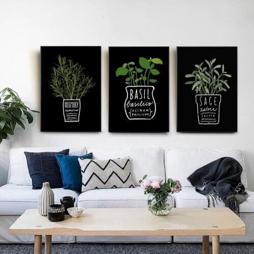 Nordic style fashion poster framed canvas decoration kitchen office wall potted plants and painting art printing home decoration