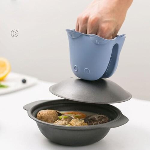 Cartoon Hippo Thickened Microwave Oven Gloves Heat Resistant Anti-scald Pot Clips Baking Kitchen TPR Rubber Mitts 65g