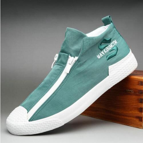 Men Shoes canvas Fashion zipper Rubber Male flats Zapatillas Hombre Men Casual Sneaker shoes A23-10