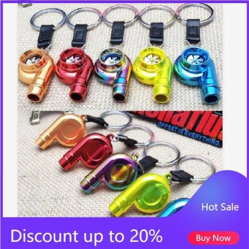 Real Whistle Sound Turbo Keychain Key Chain Ring Spinning Turbine Keyring Keyfob