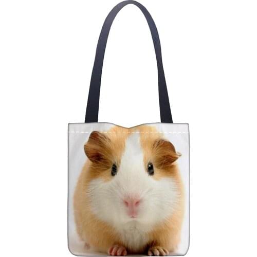 Custom Guinea Pig Handbag Print Canvas Fabric Tote Bag Customized Eco Bags Single Shoulder Bag Custom Made Shopping Bags