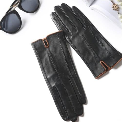 Genuine Women Gloves Ladies Sheepskin Winter Warm Plus Velvet Spring Autumn Winter Driving SP04-5