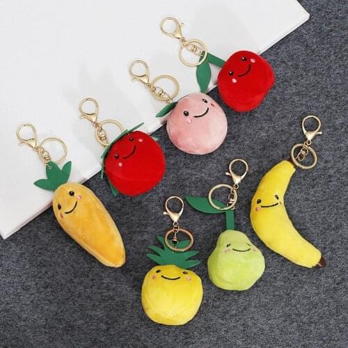 Cute Fruit Apple Plush Doll Pendant Keychain Key Ring Holder Bag Phone Decor cartoon key chain schoolbag hanging ornaments