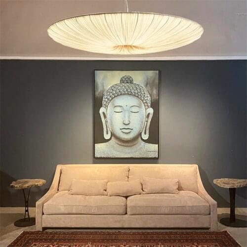New Chinese beige fabric pendant lights modern art Japanese bedroom dining room Handcrafted decor hanging lamps fixtures