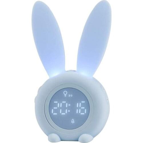 Portable Digital Alarm Clock Rabbit Shape Night Light Digital Clock Led Sound Function Wall Clocks Home Decoration Kids Gift