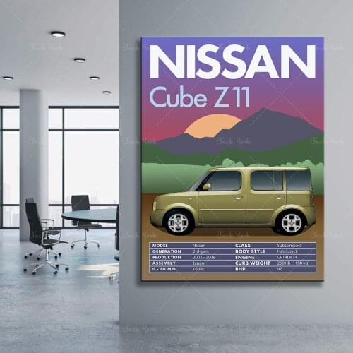 Retro Vintage Classic Car Poster Nissan Cube Z11