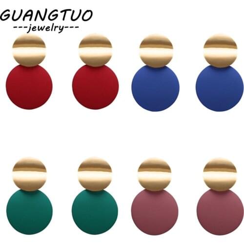 New Fashion Ear Jewelry Disc Drop Earrings For Women Geometric Double Round Exaggerated Dangle Brincos Nice Party Gift EB2215