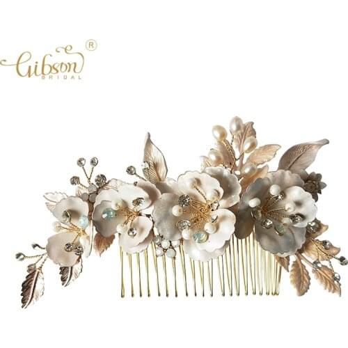 Wedding Hair Accessories Jewelry Flower Freshwater Pearl Bridal Hair Comb Pin For Women