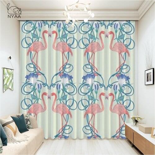 Tropical Animal Flamingo Curtains For Kids European And American Style Kitchen Curtains Short Styles Room Curtain Micro Shading